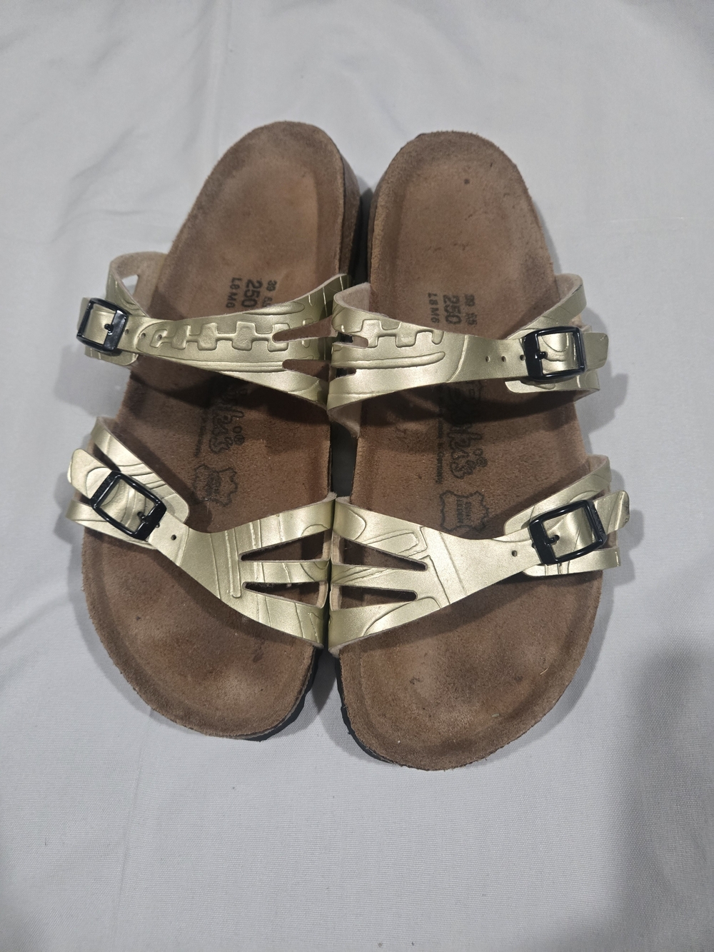 Birkie's By Birkenstock Gold Strappy Buckle Sandals Size 40